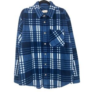 TNA Aritizia Womens Polar Shirt Jacket Plaid 3 Blue Fleece Shacket‎ Lumberjack